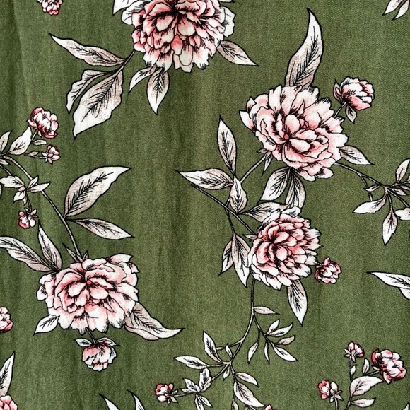 T-shirt dress olive green peony floral patterned - Picture 7 of 10